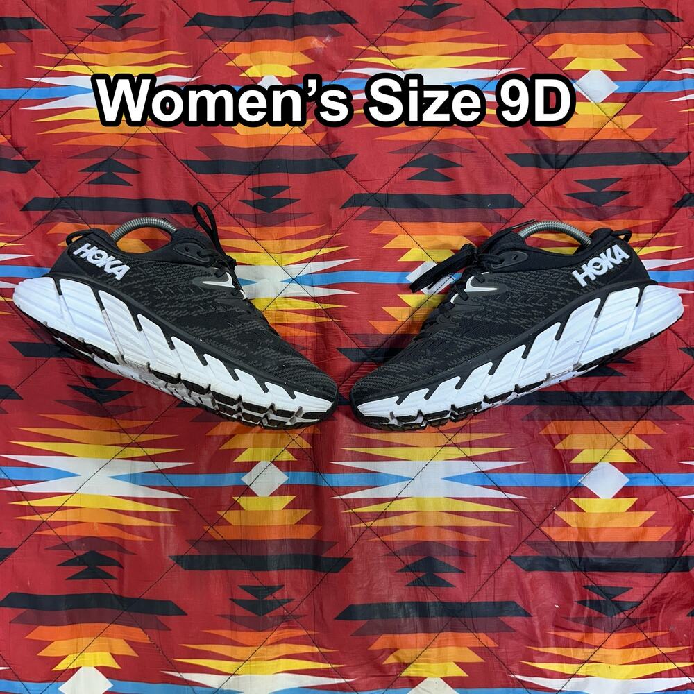 Hoka Gaviota 4 Black White Women's Size 9 D Wide Running Shoes 1123201 BWHT